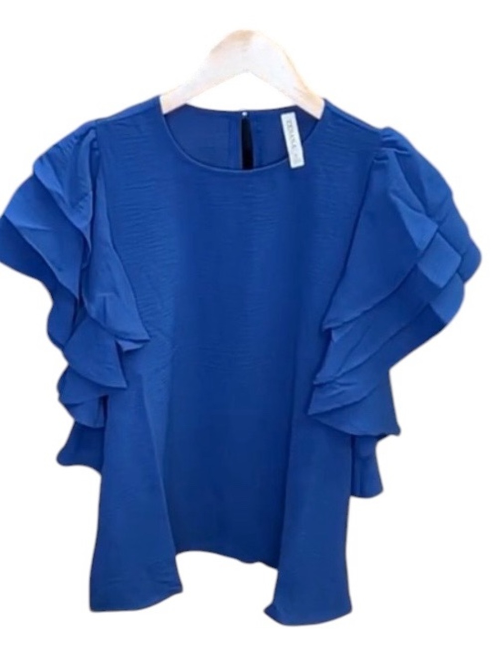 Zenana Blue Ruffle Sleeve Top